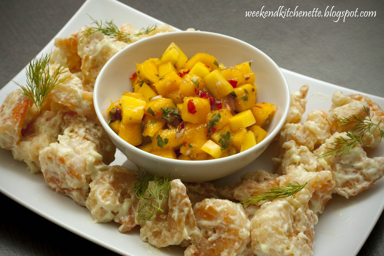 Weekend Crispy WasabiMayo Shrimps with Mango Salsa