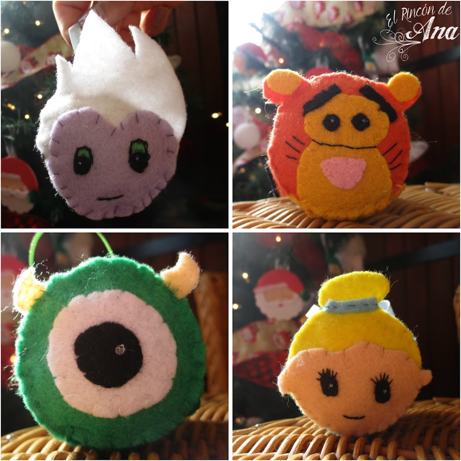 Tsum tsum de fieltro para decorar en navidad