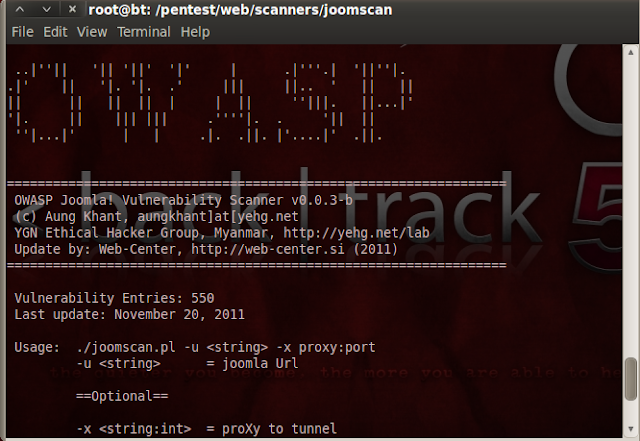 Joomscan 4.4.2012 Security Scanner - 623 Vulnerabilities Added