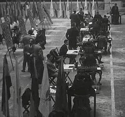 Sala de juego del II Encuentro Ibérico de Ajedrez 1946