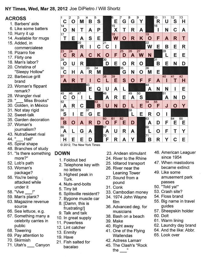 The New York Times Crossword in Gothic: March 2012