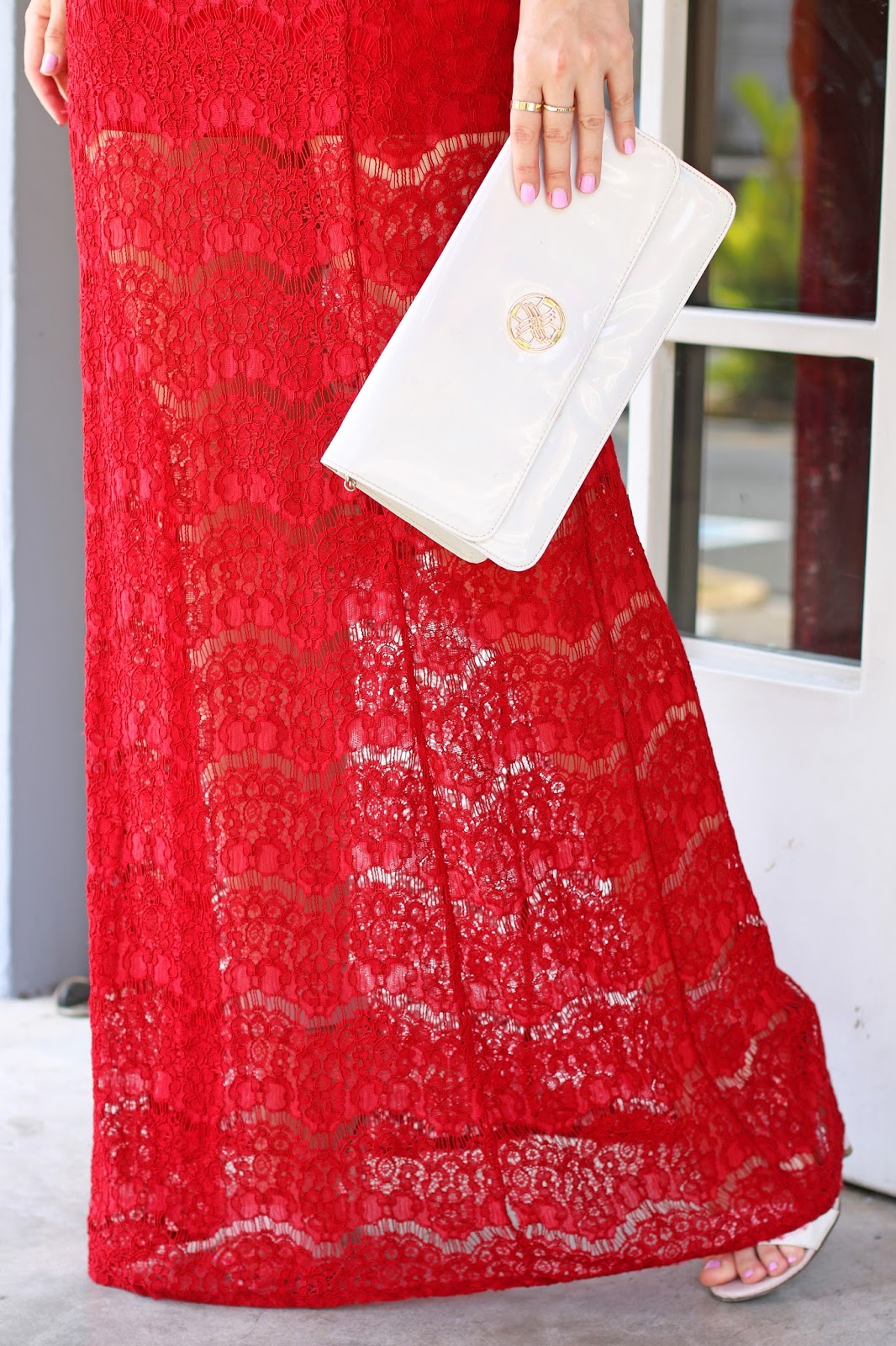 Gorgeous red lace maxi dress