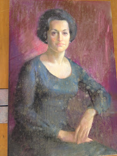 Mold growth on pastel portrait, pastel painting, mould growth on artwork, professional conservator, paper conservation, Spicer Art Conservation before treatment of pastel portrait with mold mould growth, paper conservation, professional art conservator