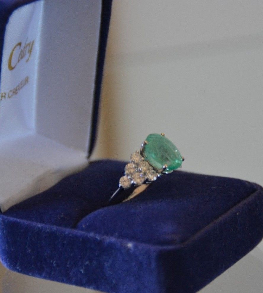 Glamour 1.75 Ct Naturel Émeraude Argent sterling .925 Bague Taille 5 To 9