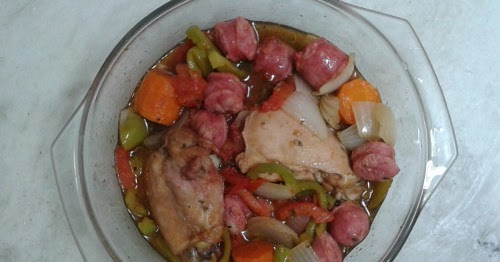 FRANGO COM LINGUIÇA E VEGETAIS NO MICRO-ONDAS image of FRANGO COM LINGUIÇA E VEGETAIS NO MICRO-ONDAS