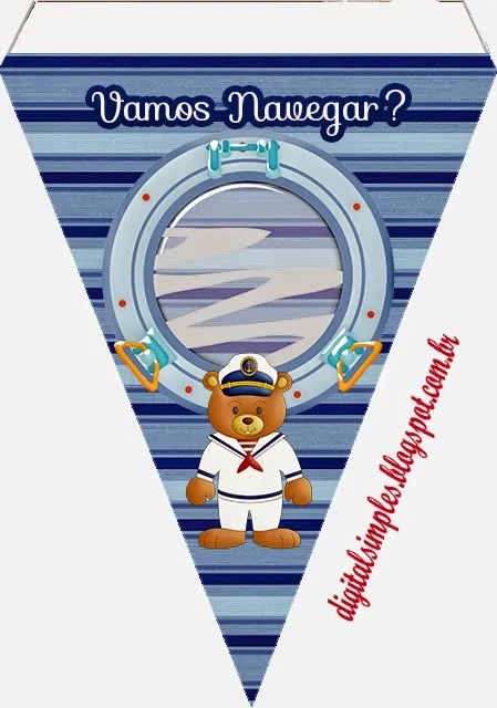 Sailor Bear Free Printable Banner.