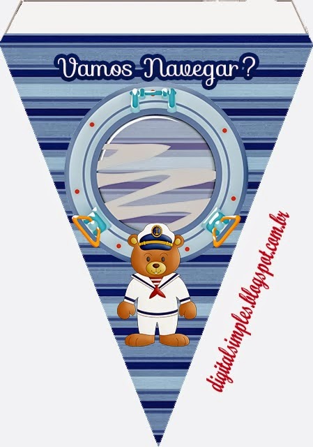 Kit de Oso Marinerito para Imprimir Gratis. Banderines de Oso Marinerito para imprimir gratis.
