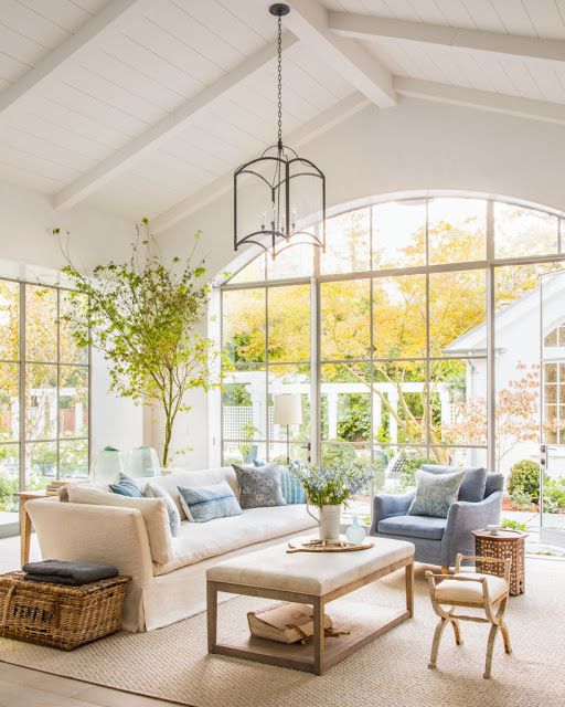 Beautiful modern farmhouse style family room (Giannetti Home) inspiration on Hello Lovely Studio