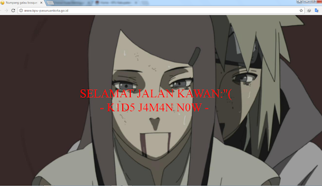 Situs Komisi Pemilihan Umum Kota Pasuruan di Diretas Hacker Situs Komisi Pemilihan Umum Kota Pasuruan di Diretas Hacker Alamat web www.kpu-pasuruankota.go.id
