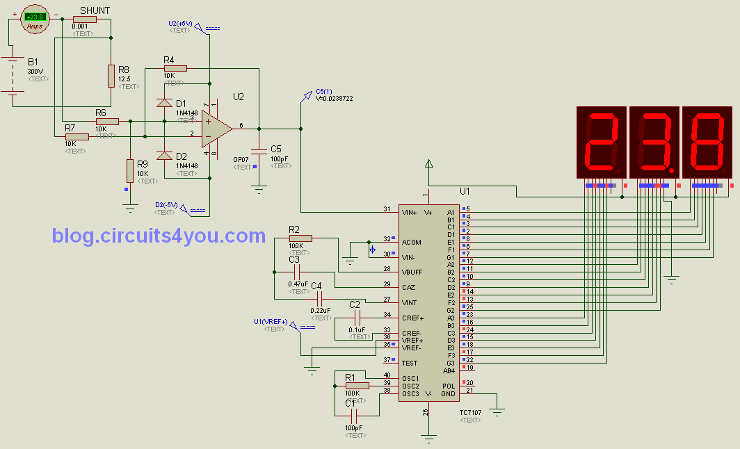 ICL7107 Ammeter Design | circuits4you.com