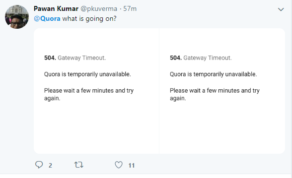 Quora was down but now it’s back