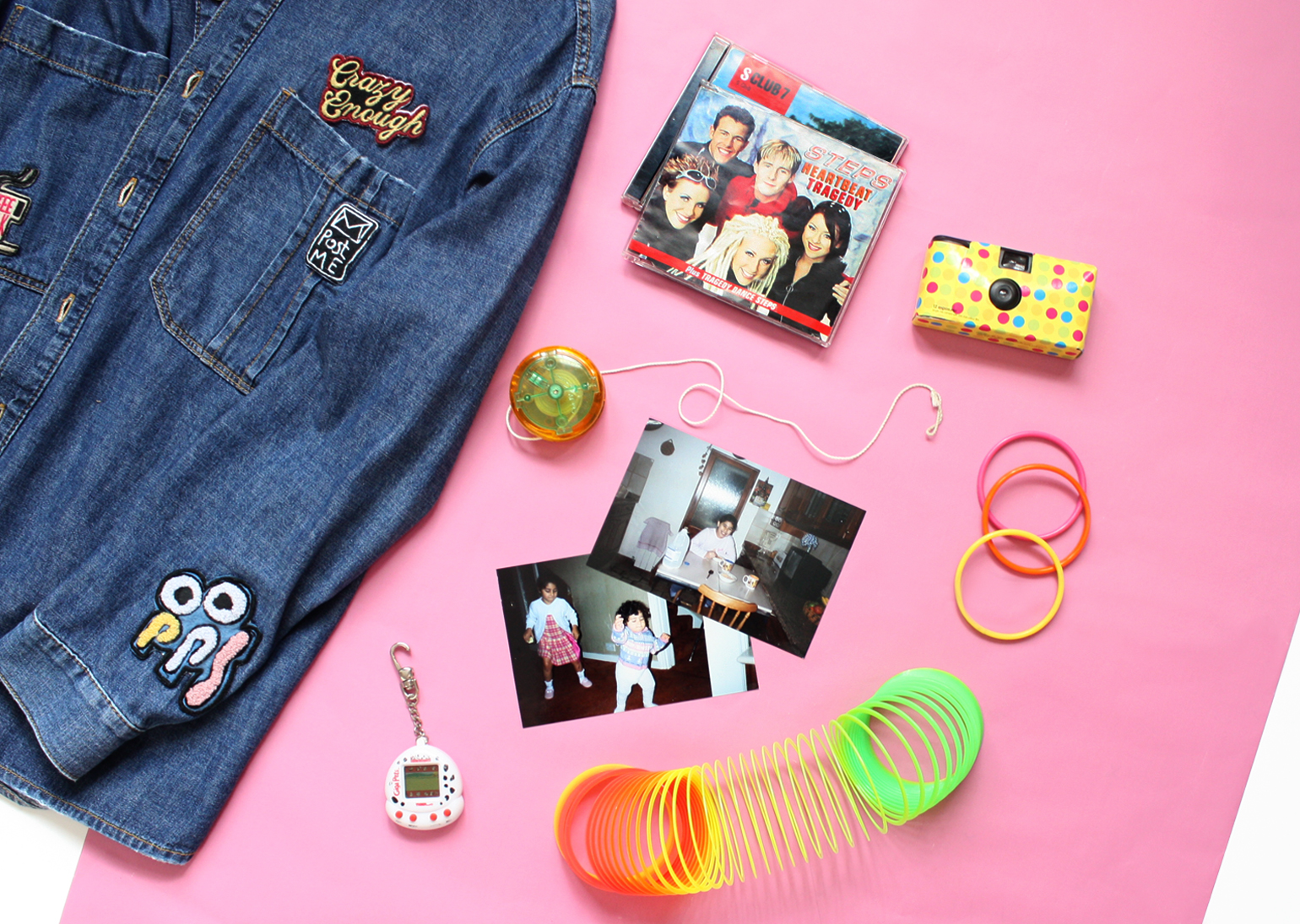 90s music flatlay