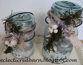 Eclectic Red Barn: Mason jars decorated for Christmas