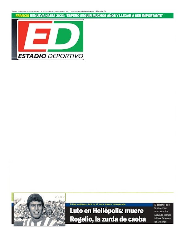 Betis, Estadio Deportivo: "Francis renueva hasta 2023" Betis, Estadio Deportivo: "Francis renueva hasta 2023"