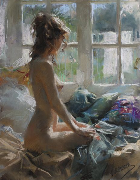 Vicente Romero pinturas mulheres impressionistas seminuas peladas Pelada tomando sol da manhã