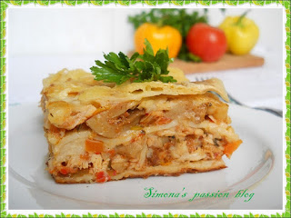 Lasagne cu pui si ciuperci de padure