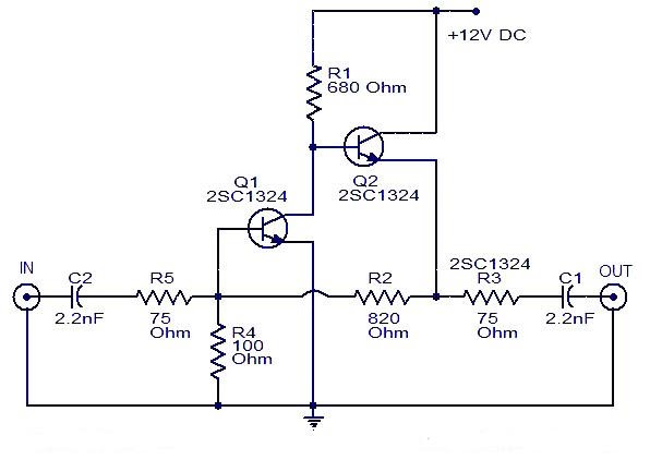 Cable TV amplifier Using 2 Transistor |Electronic Schematic Circuit ...