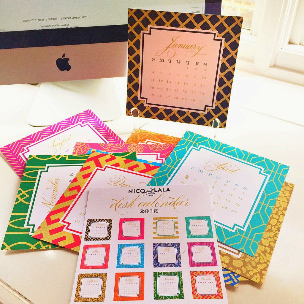 Nico and LaLa Gold 2015 Desk Calendar