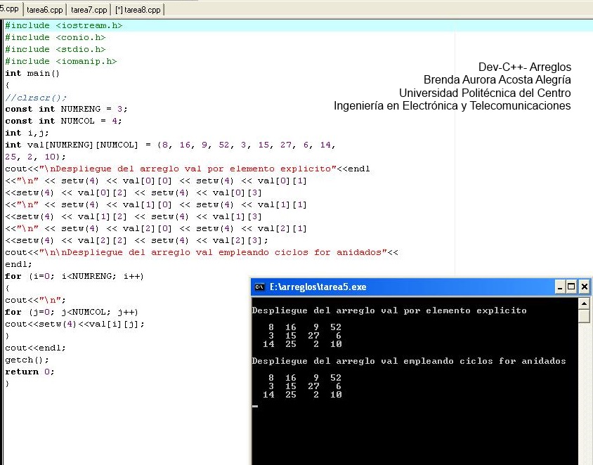 Arreglos Bidimensionales Dev C++