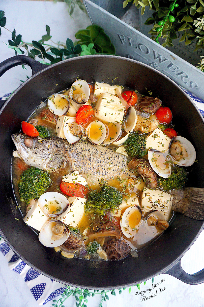 Say My Kitchen One Pot Miso Poached Fish Meal 味增水煮鱼一锅煮