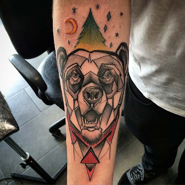 geometric bear tattoo man arm geometric bear tattoo man arm