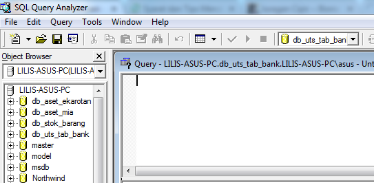 Lilis Suryani: Cara Membuat Database Bank Menggunakan SQL Server