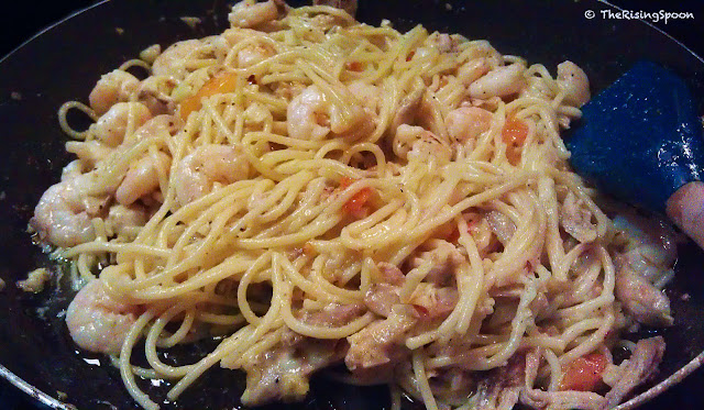 The Rising Spoon Blog: Garlic & Lemon Shrimp Pasta with an EVOO, Butter and White Wine Sauce