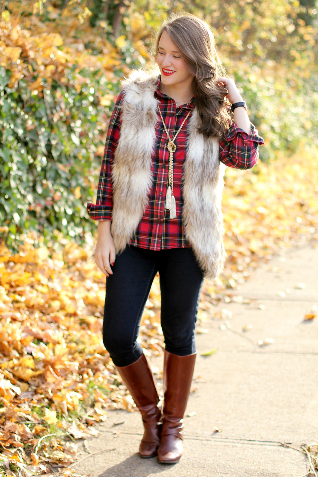 How to Style a Fur Vest and Flannel | New York City Fashion and ...