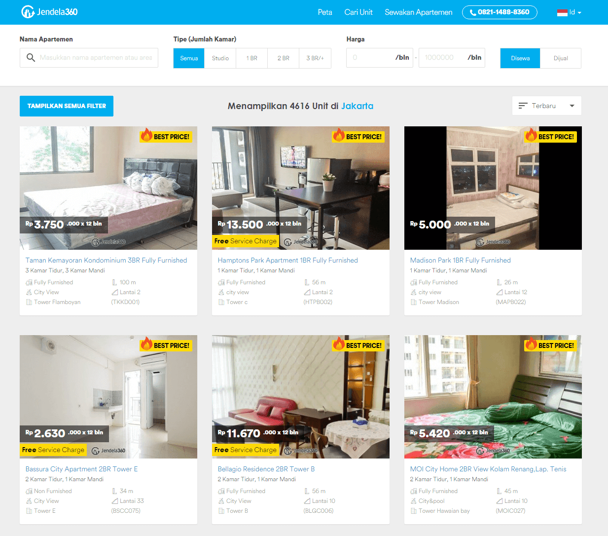 sewa apartemen murah terlengkap dan terpercaya di jendela360