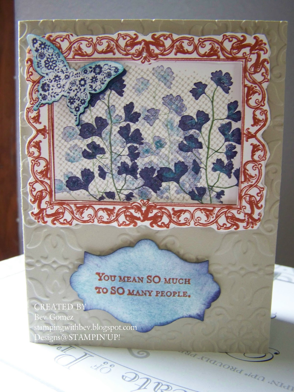 Stamping With Bev Papaya Collage card with Stampin' UP!