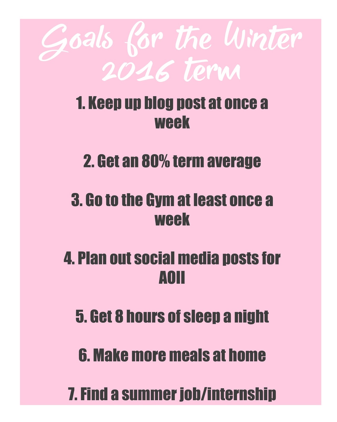 Le Northern Belle - Winter 2016 Semester Goals