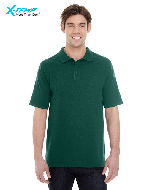 Hanes 055P Mens X-Temp Pique Short-Sleeve Polo- Deep Forest – XL