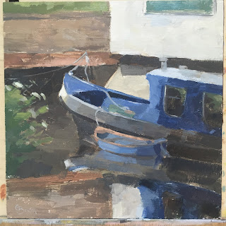 #97 ‘River Wey, Farncombe Boat House’ 8×8″