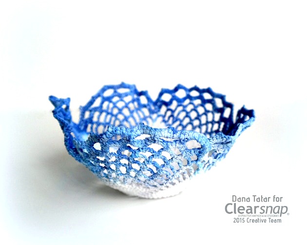 DIY Blueberry Lace Doily Bowl Clearsnap