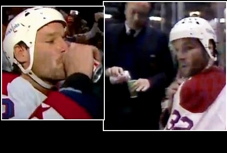 Brooks (above, pouring) kept a supply of Diet Coke prepared for Dale Hunter's frequent sin bin visits.