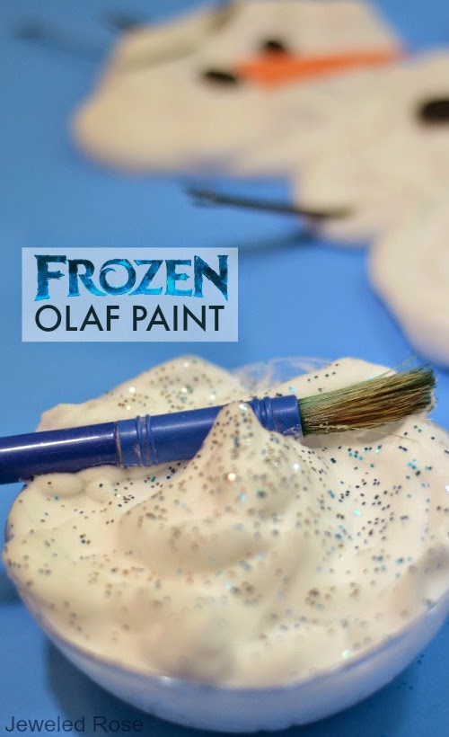 Frozen Olaf Paint- this paint is icy cold and dries puffy; the perfect recipe for painting Olaf