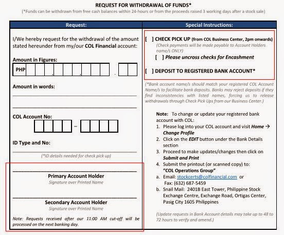 RANDOM THOUGHTS: How to Withdraw Funds From Your COL Financial Account