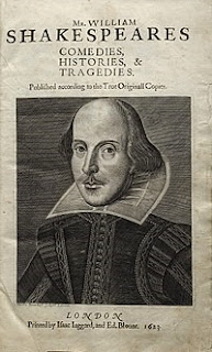 WILLIAM SHAKESPEARE Shakespeare's portrait engraving by Martin Droeshout on the title of "First Folio" (1623)