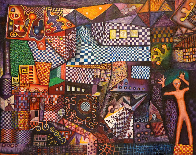 Demiurge, painting by SRS, oils on canvas, 50.5 x 40.5 cm. In the context of this post,