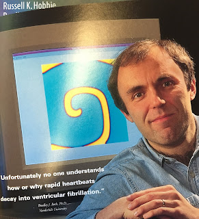 A picture of a spiral wave and Brad Roth from the 1997 Whitaker Foundation Annual Report.