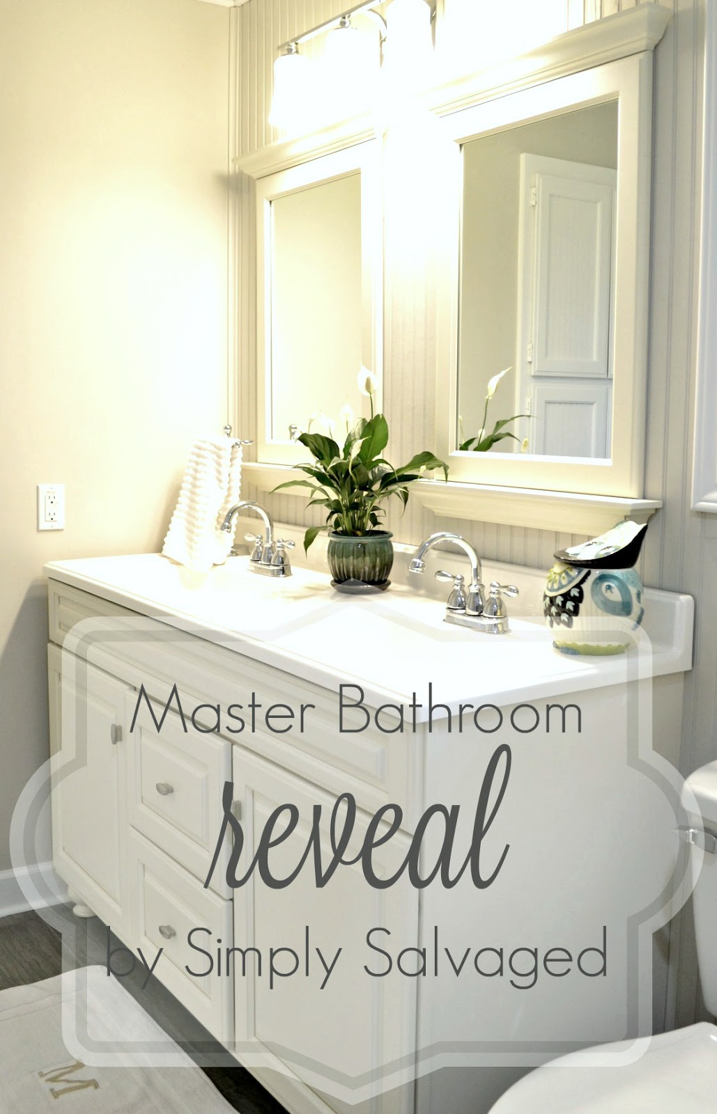 Simply Salvaged Beadboard and Builtins Master Bathroom Reveal