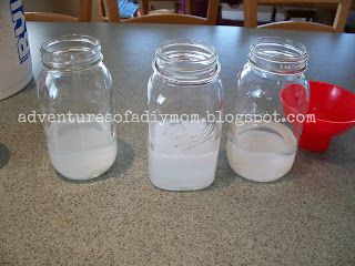 adding water to jars
