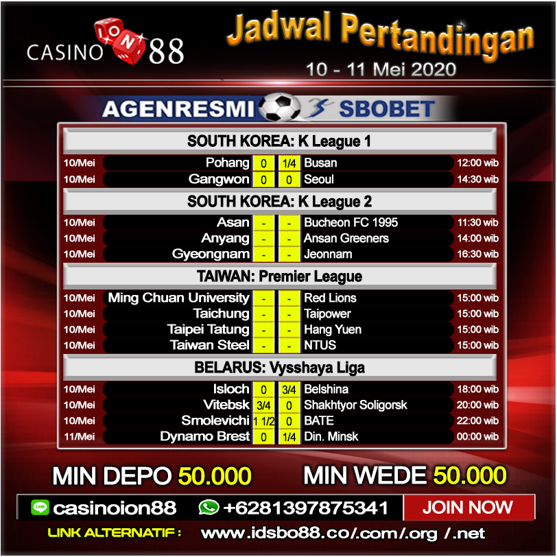 Jadwal Pertandingan Sepak Bola 10 - 11 Mei 2020 ~ IONCASINO88