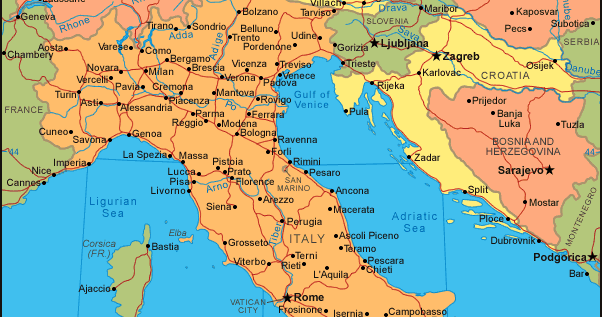 Karta över Världen Stad Region Turism: Italien Karta Regionala