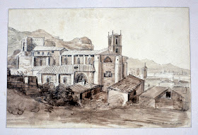 Dibujo del 'Monasterio de Santa María la Real de Nájera' - Valentín Carderera