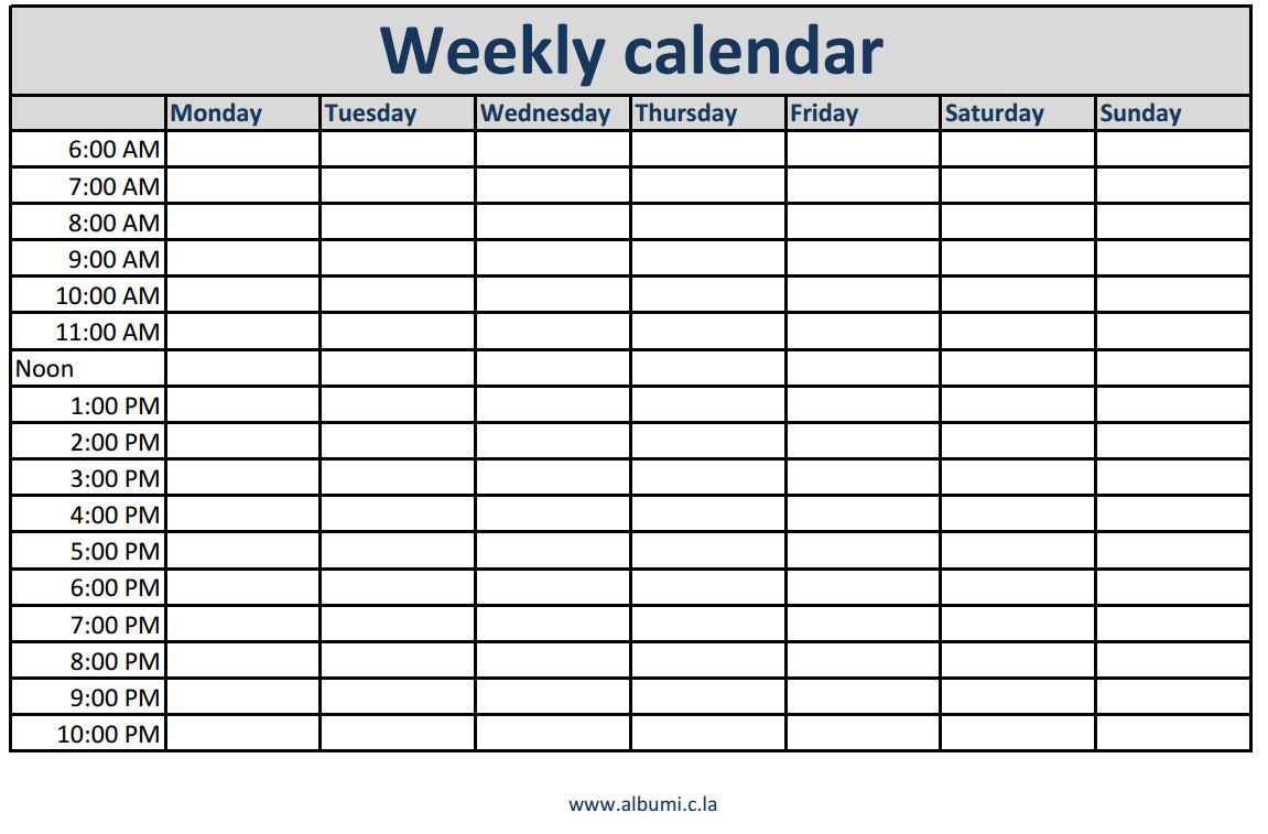 Weekly calendars with times printable calendars kalendar Calendario