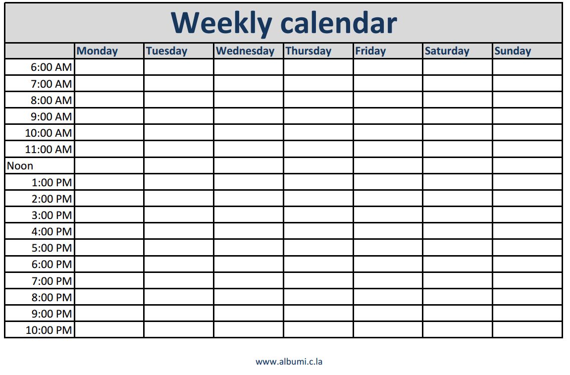 Weekly Calendars With Times Printable Calendars Kalendar Calendario
