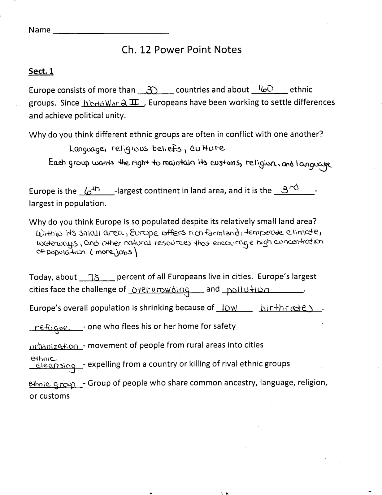Mr. E's World Geography Page World Geography 2017 Chapter 13 Human