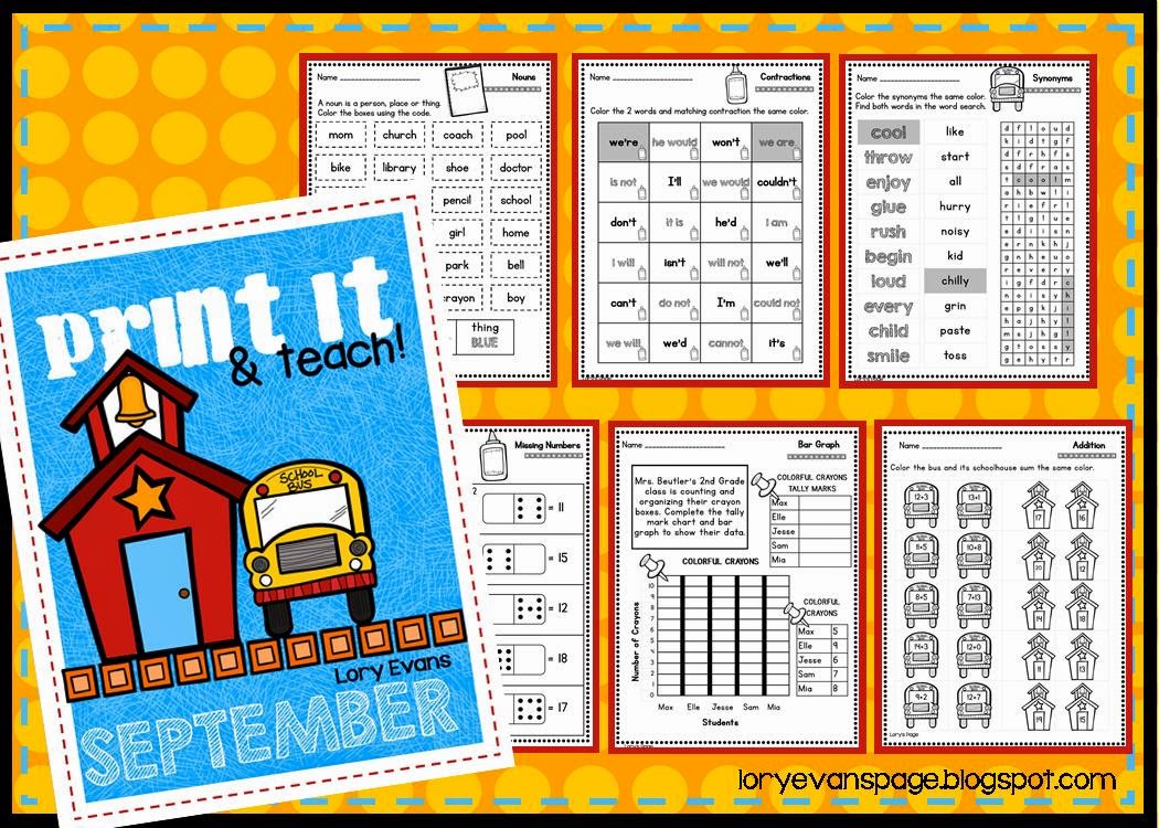 Lory's 2nd Grade Skills: September Printables