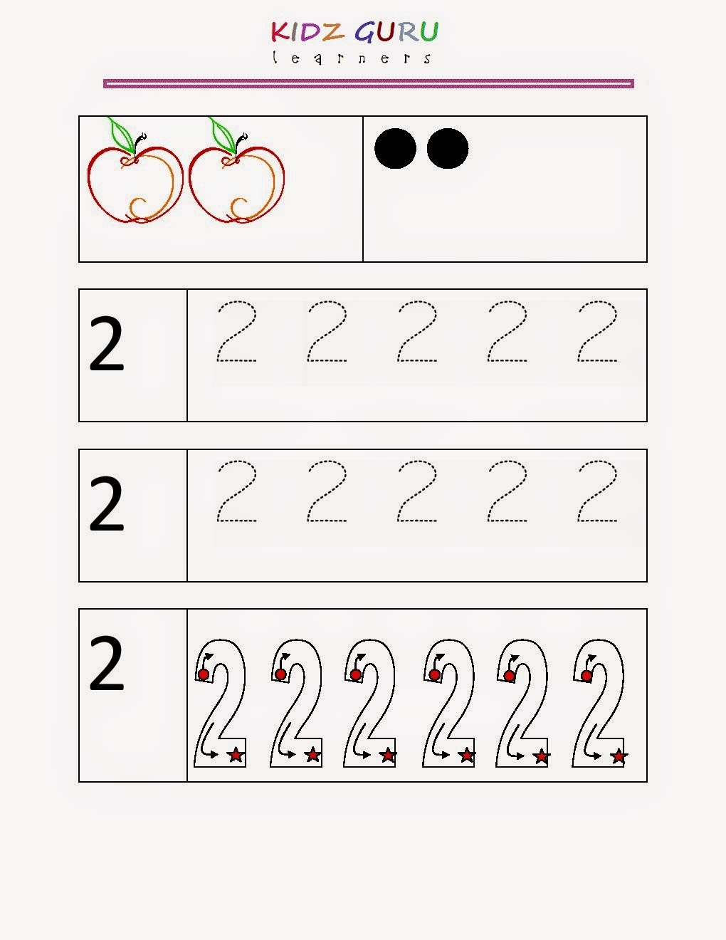 Kindergarten Worksheets: PRINTABLE.... Maths Tracing Worksheet